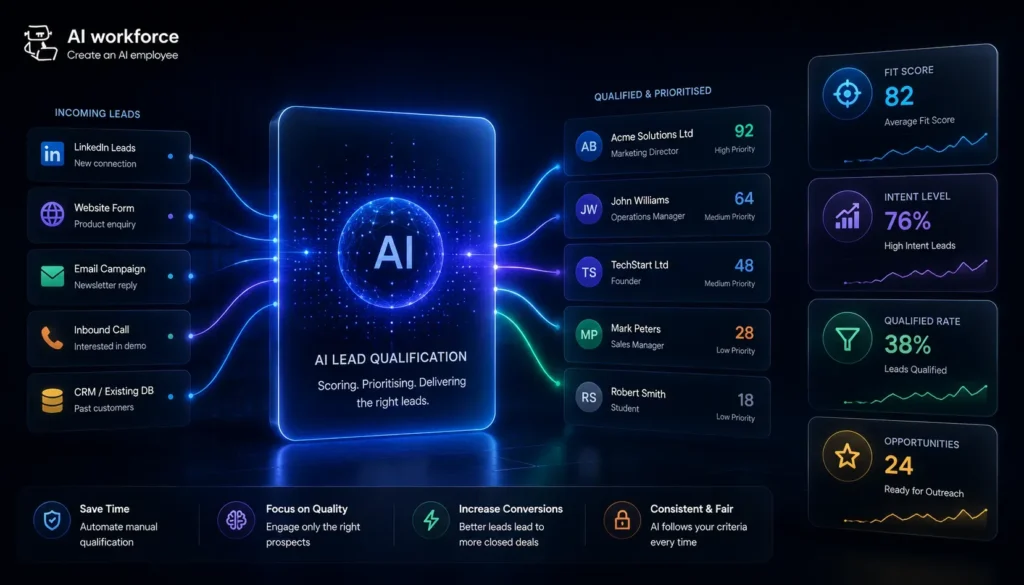 AI lead qualification shown for a contractor marketing campaign