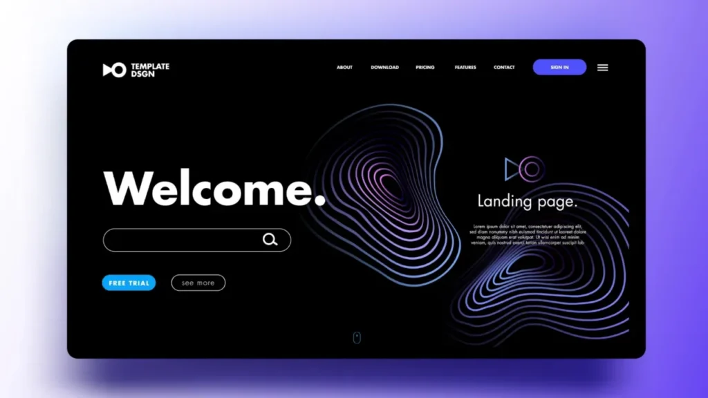 Dark themed landing page design focused on conversions