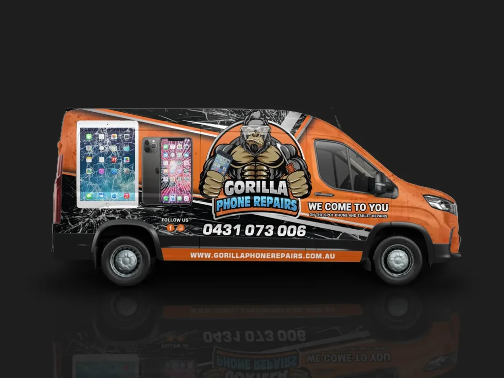 Service van with a branded vehicle wrap design