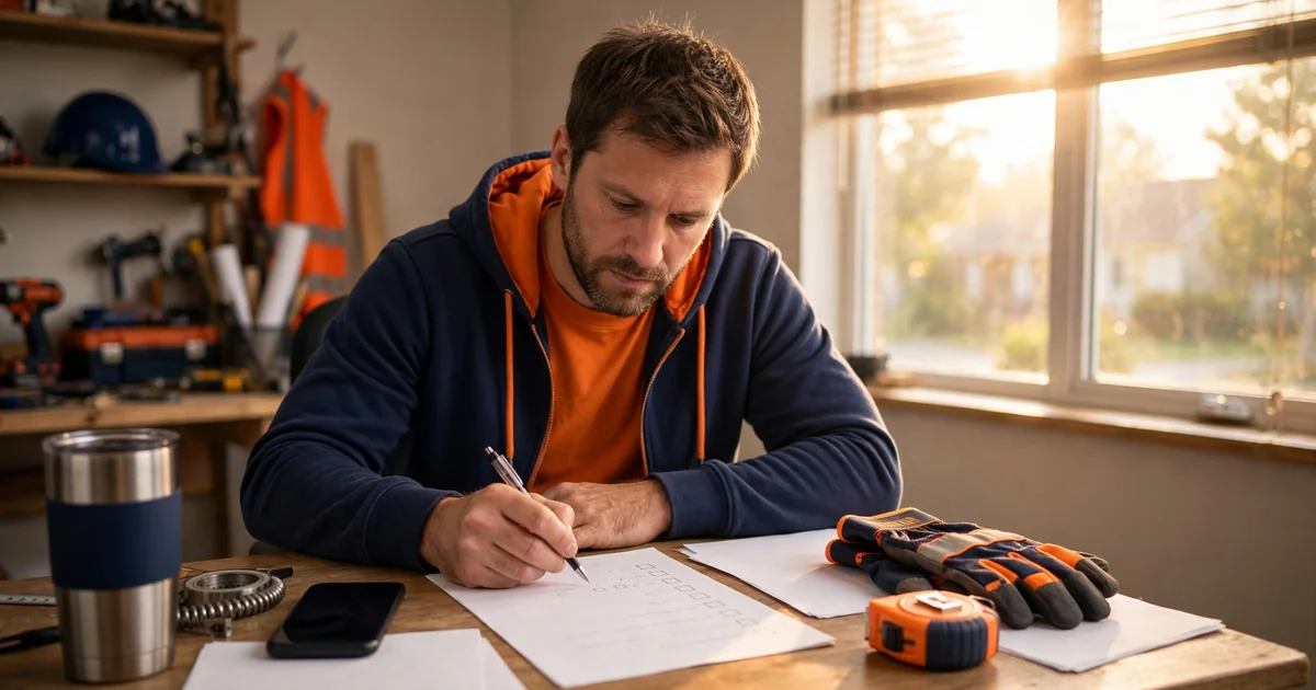 Contractor reviewing a checklist to choose the best HVAC marketing agency.