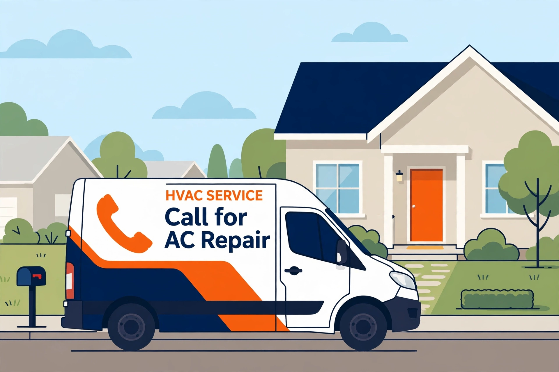HVAC service van with a bold advertising wrap design