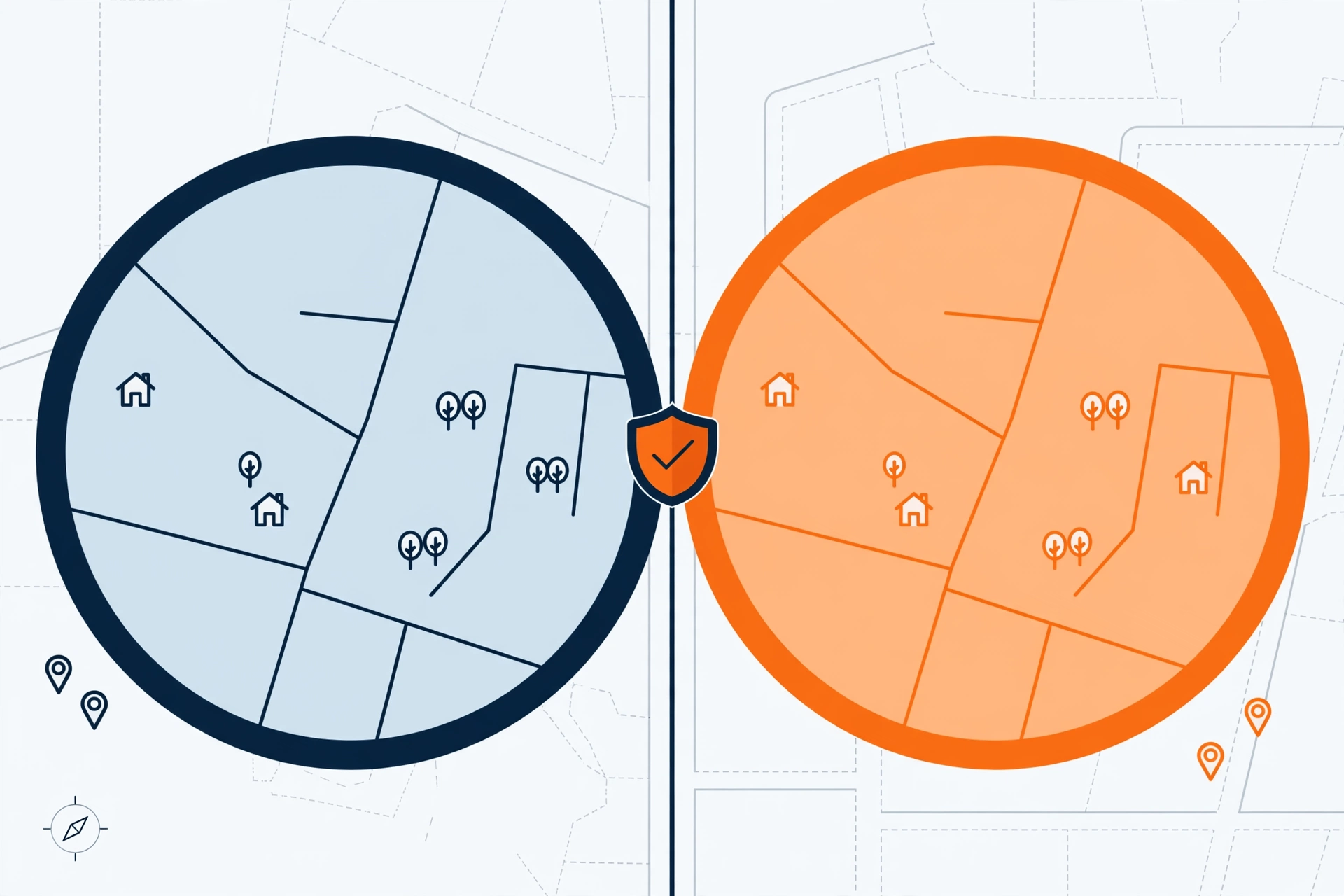 Two HVAC service areas with a clean boundary between them