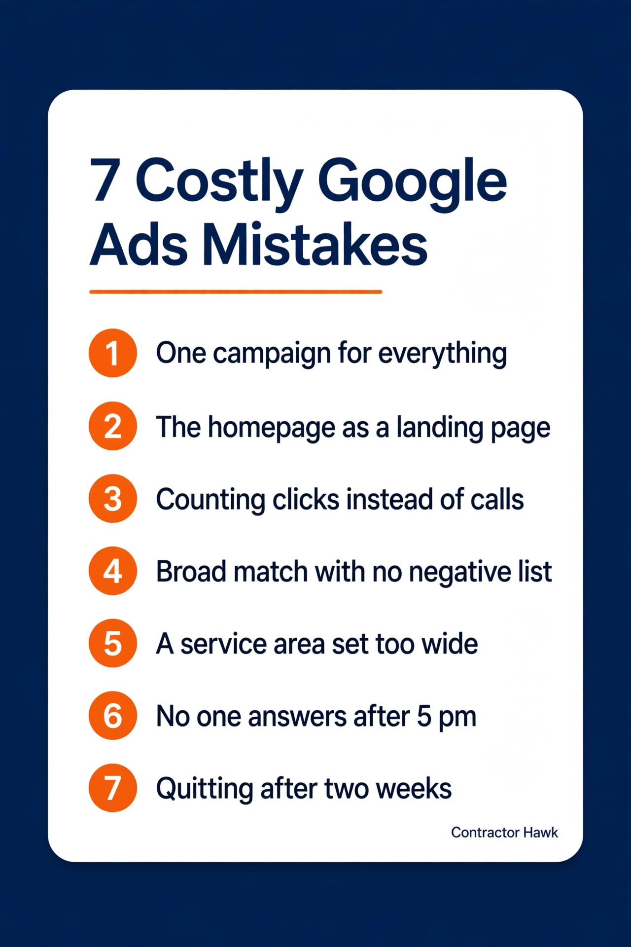 List of seven common Google Ads mistakes HVAC contractors make