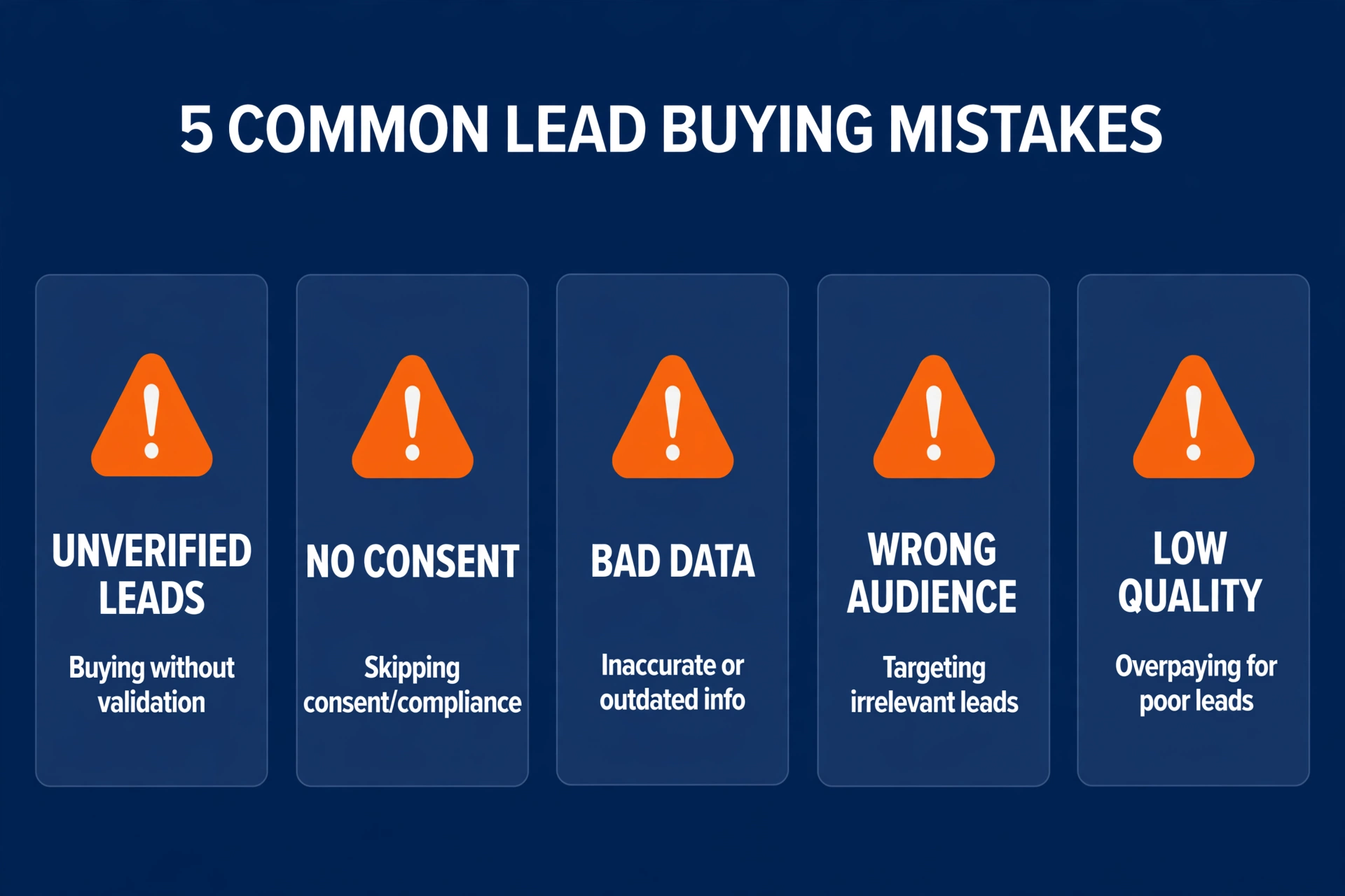Common HVAC lead buying mistakes shown with warning icons