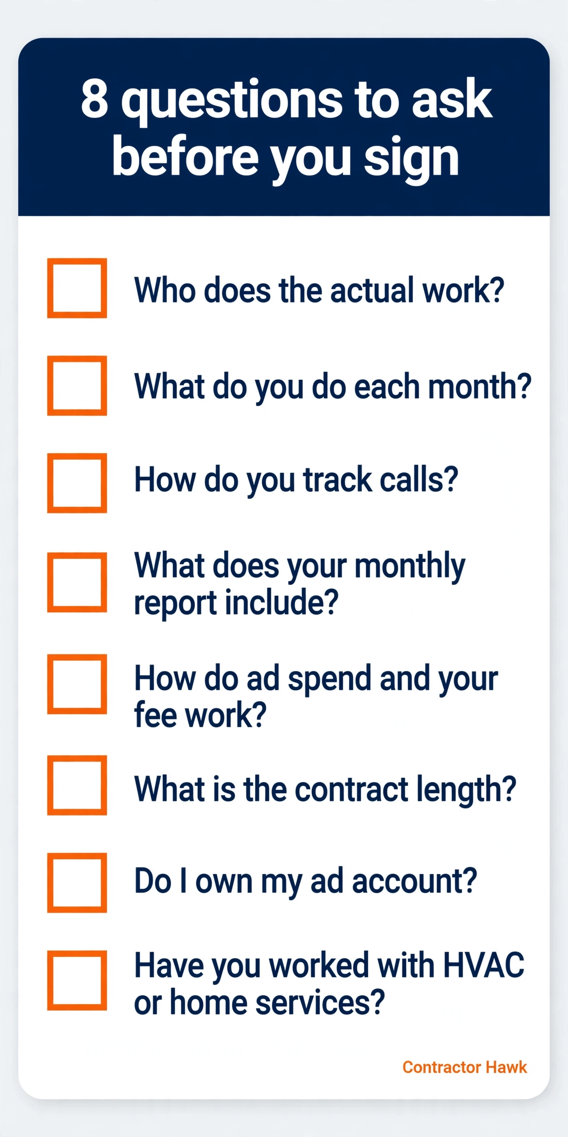 Checklist of eight questions to ask a PPC agency