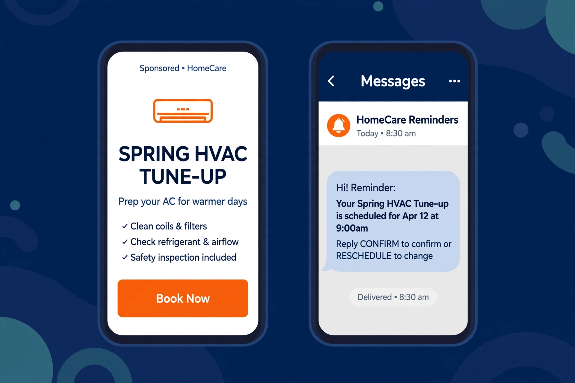 Phone showing a fall furnace tune up ad creative