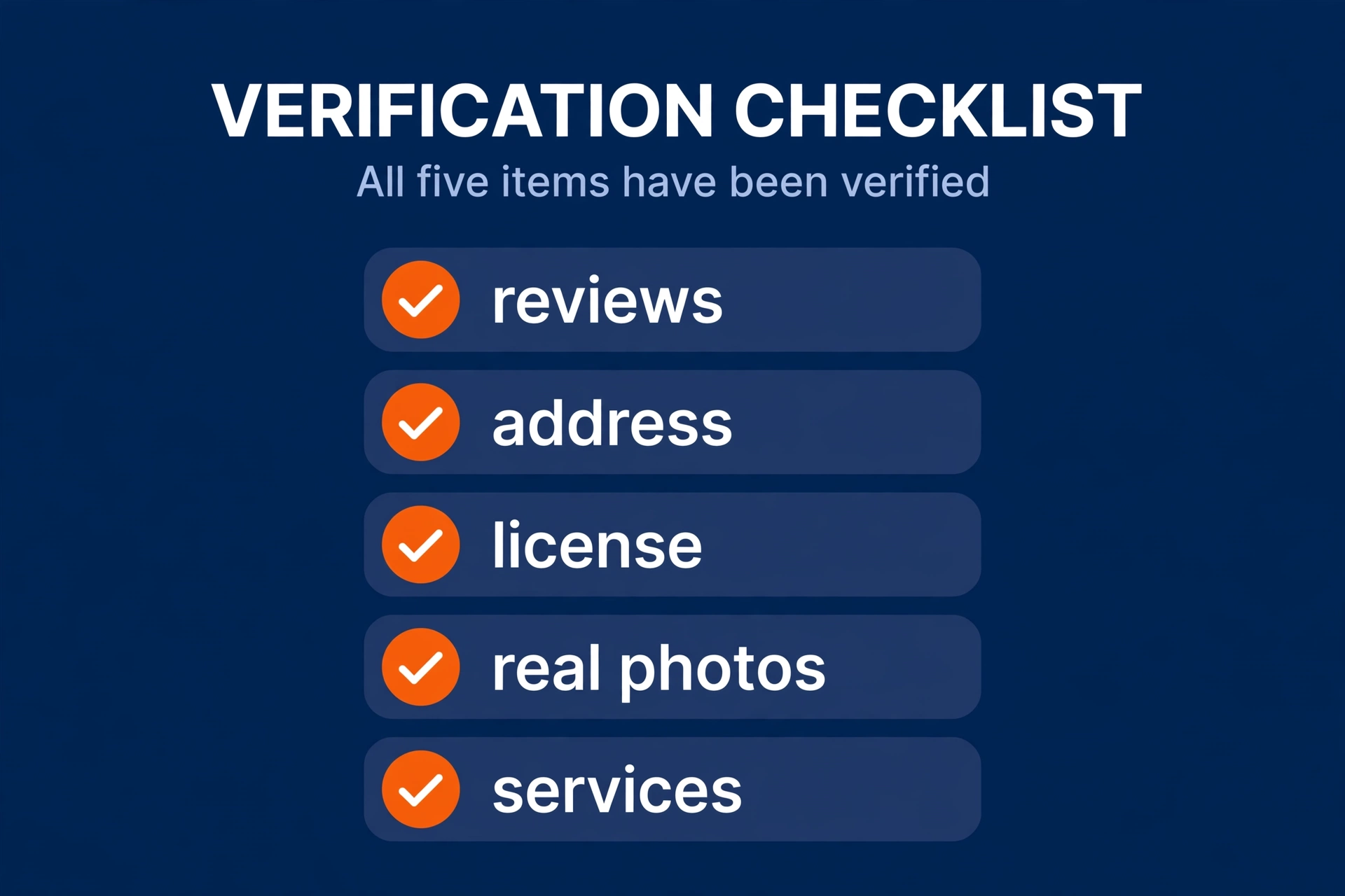 HVAC website trust checklist with five checked items shown