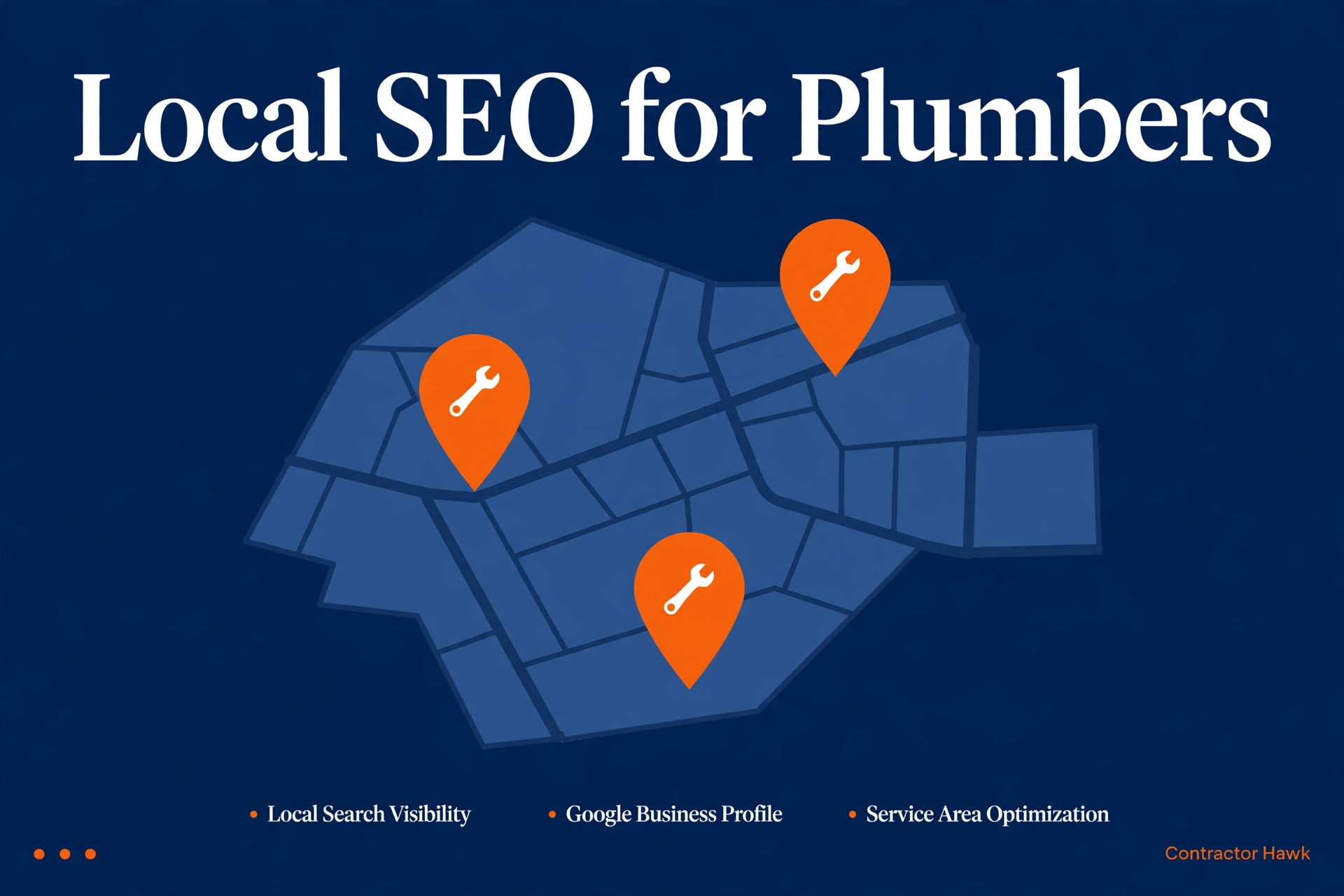 Map showing three local plumber listings in search results